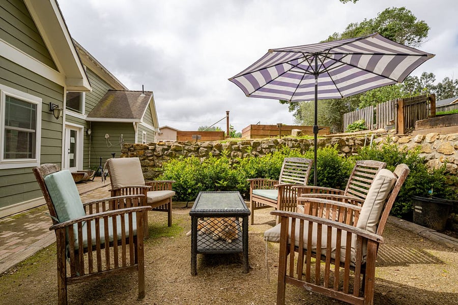 Enjoy the sunshine on the shared patio.