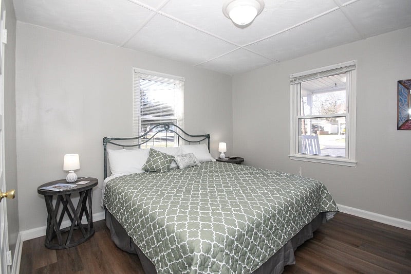 Comfortable bedroom with soft lighting
