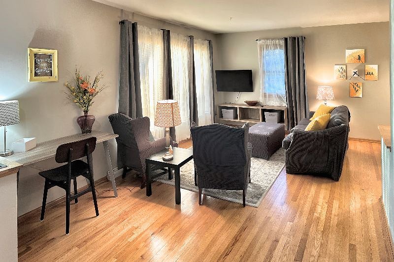 Living Room and shared desk area
