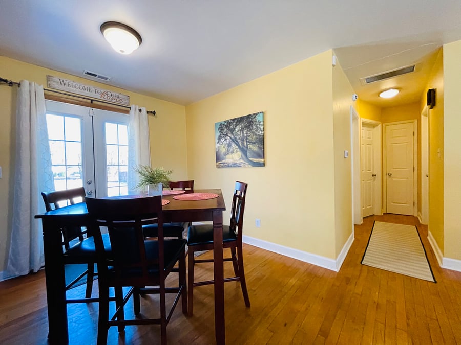 Hallway leading to bathroom and bedrooms