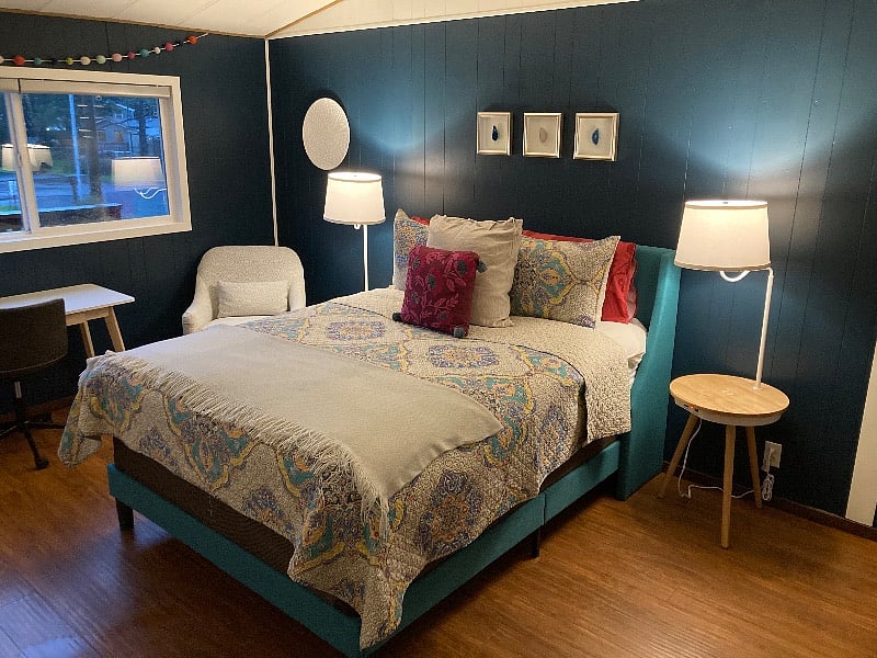 Huge bedroom with attached bath.