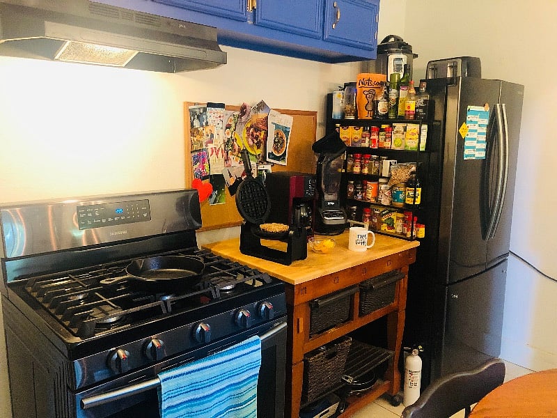gas stove , large fridge/freezer
all new 2018
air fryer , microwave, toaster, coffee maker, waffle maker and ninja blender