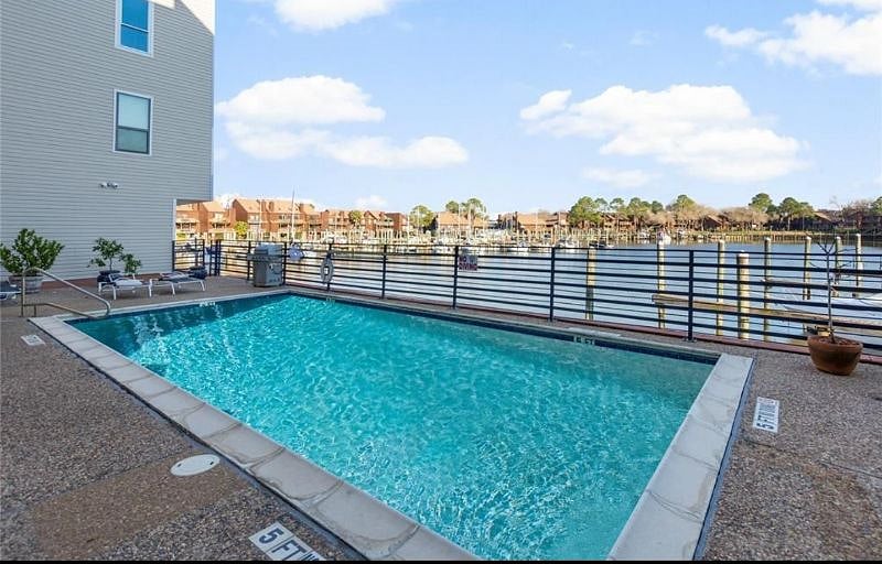 Pool overlooking the marina.