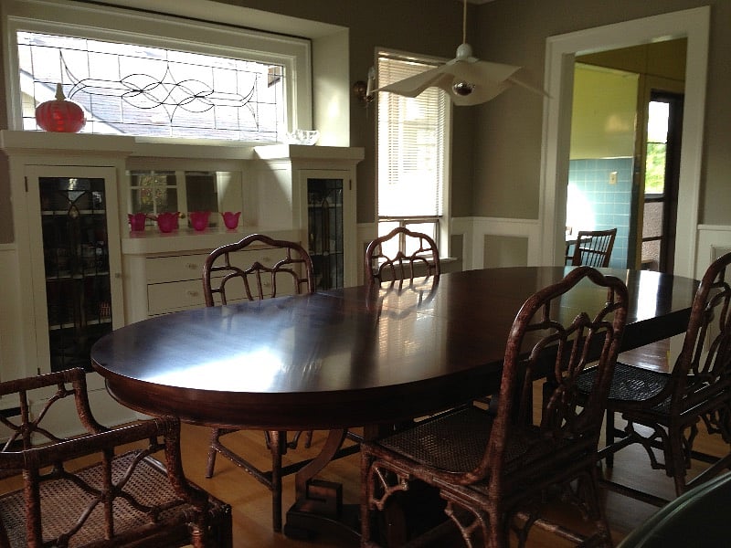 Dining room looking into kitchen breakfast nook