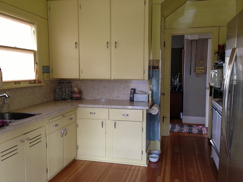 Vintage kitchen has new refrigerator and range with all the essentials if you like to bake or do meal prep.
