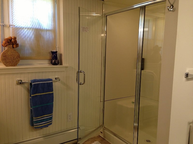 Lower level bath and shower.