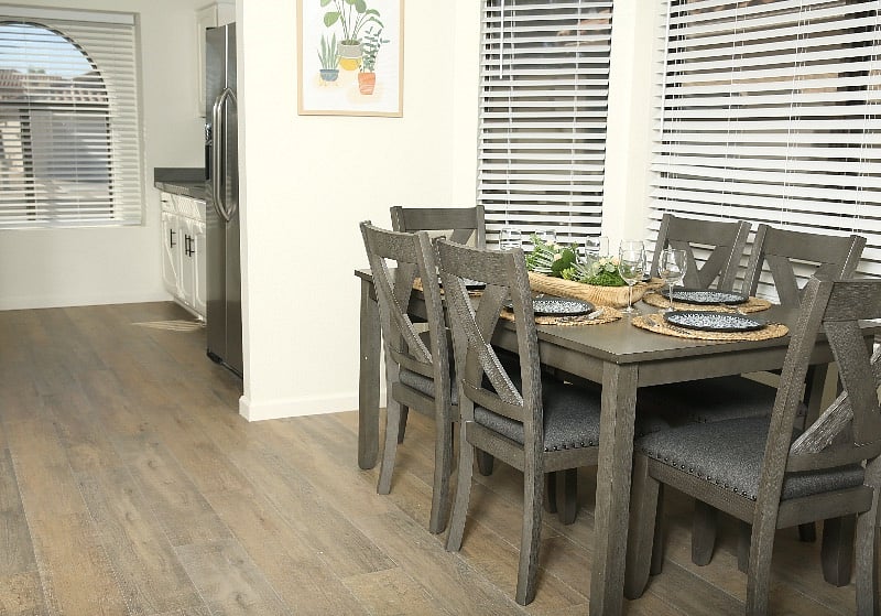 Q2: Dining nook leading into kitchen