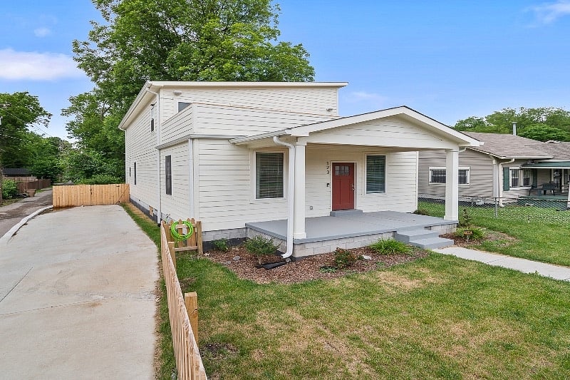 Front and side of house.