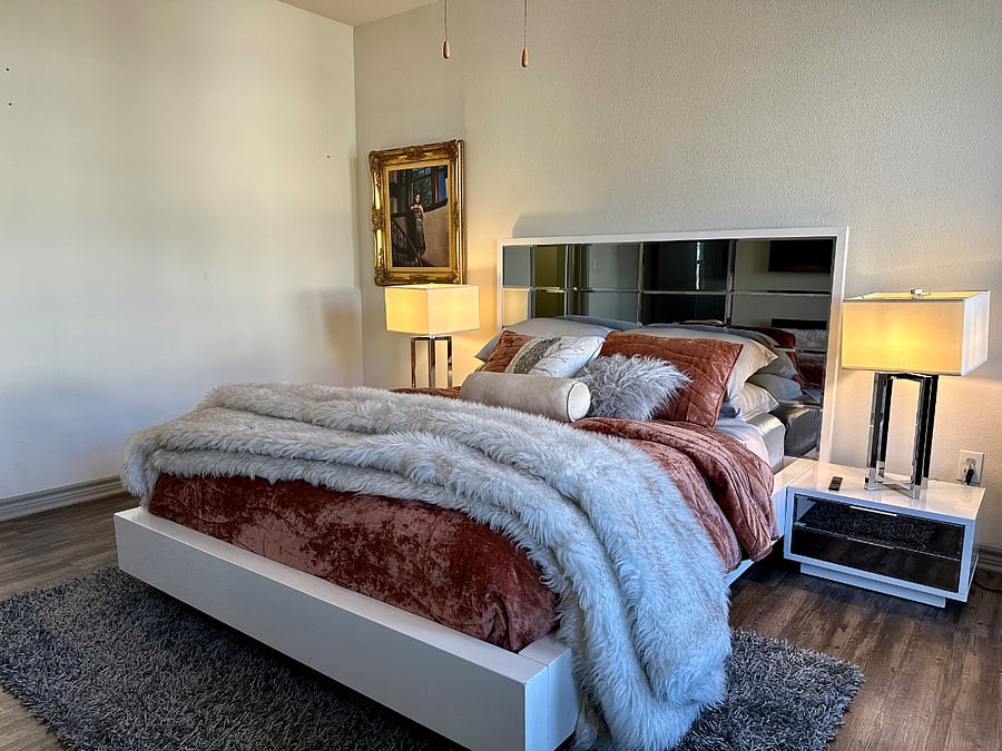 Luxury, high-end bedding with feather down pillows and Comforter