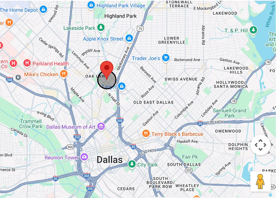 Downtown Dallas is 2.3 miles from this location