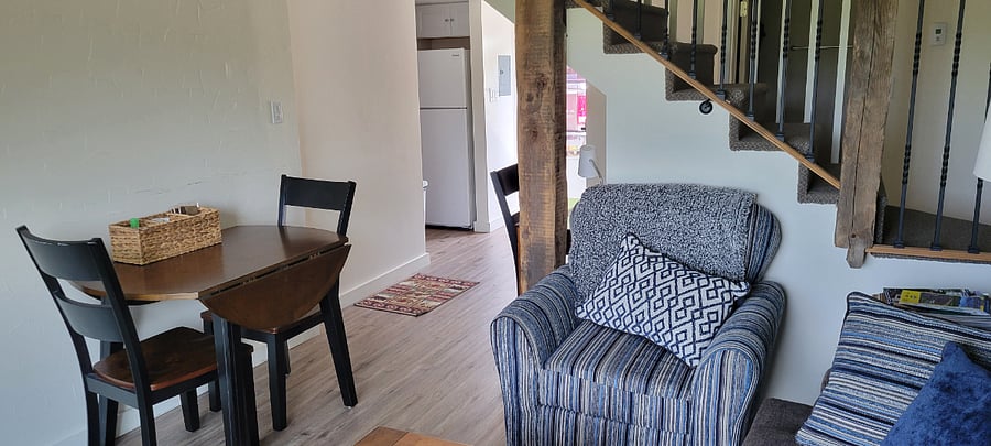 View of Eating Area and Entranceway from Living Room