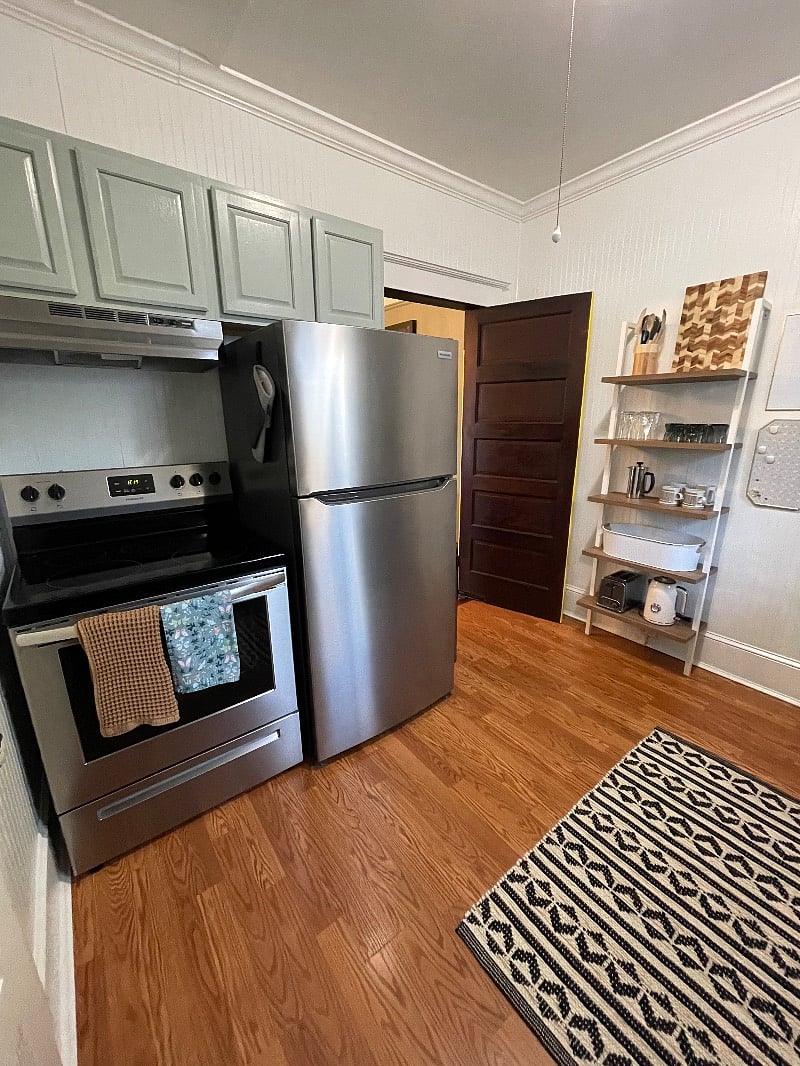Newer appliances in kitchen. 