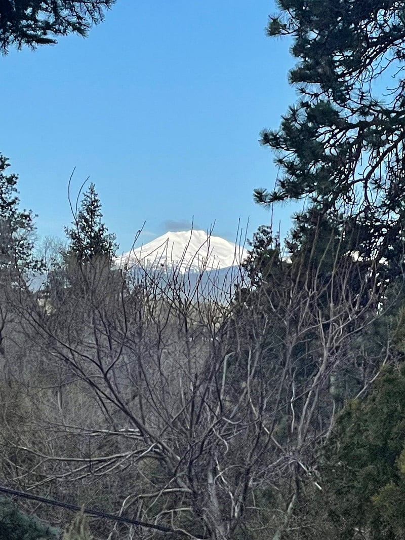 Mt Bachelor from the living room & covered deck. (common space)