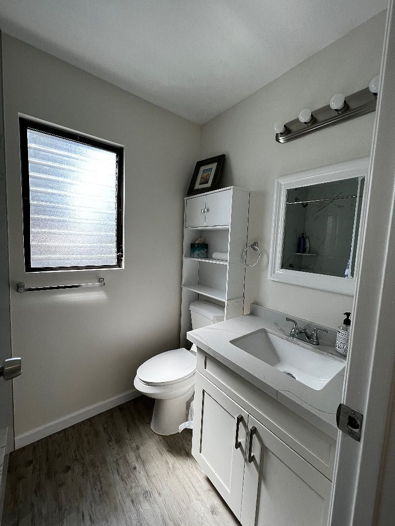 Full bathroom with shower and toilet