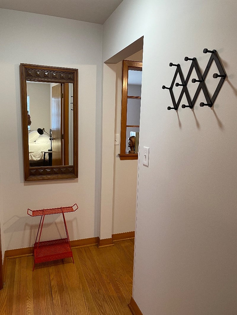 Hallway between bedroom and bathroom