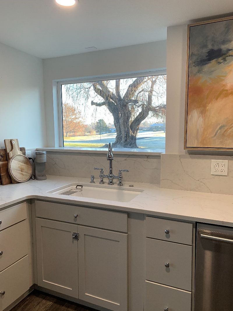 Wide open views from kitchen window & large single basin sink for easy dish washing