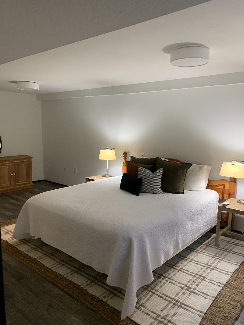 King Size Sleep number bed & more clothing storage space in far bedroom cabinet