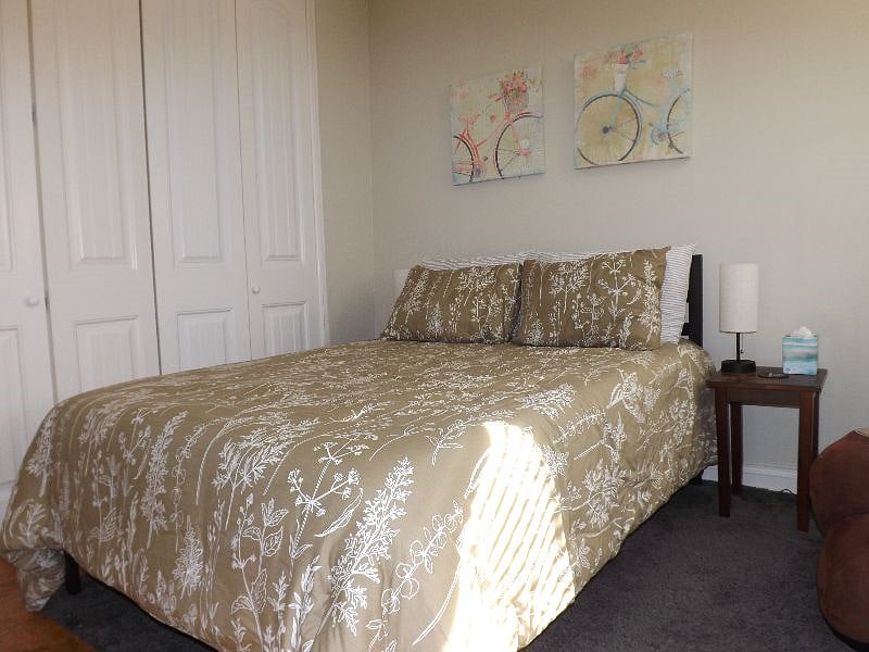 Lavender-infused memory foam bed (Full)
Extra bedding & sheets are provided in the closet.
