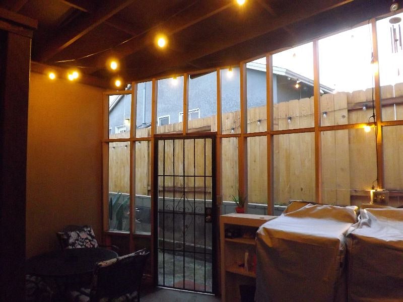 The patio also includes full size washer (top loading) and a dryer.  String lights creates an ambience in the evening.