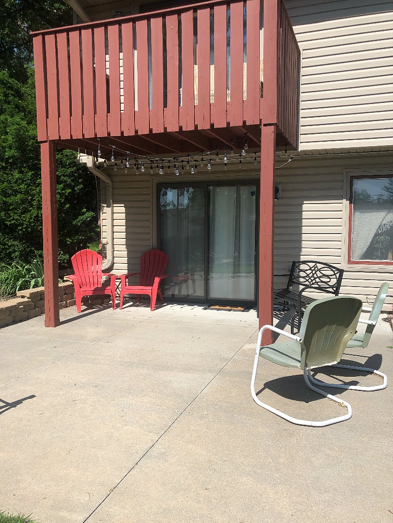 Patio out back West facing into a common area