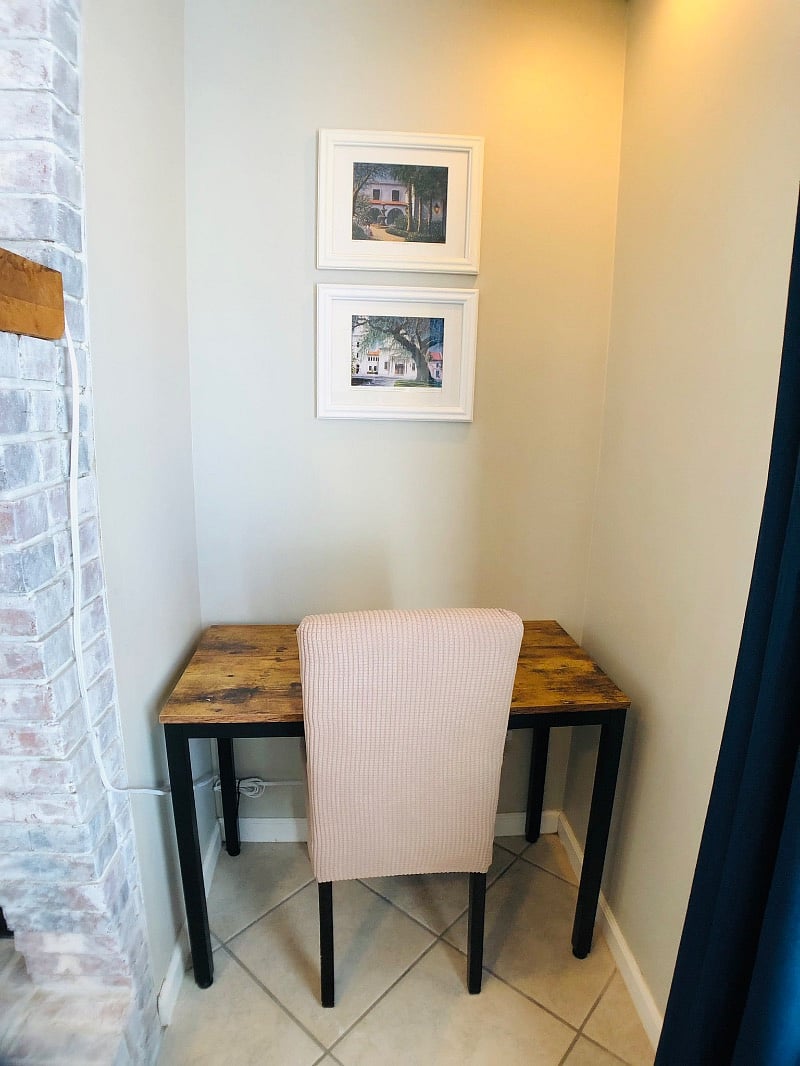 Dedicated workspace with desk and chair, ideal for remote work