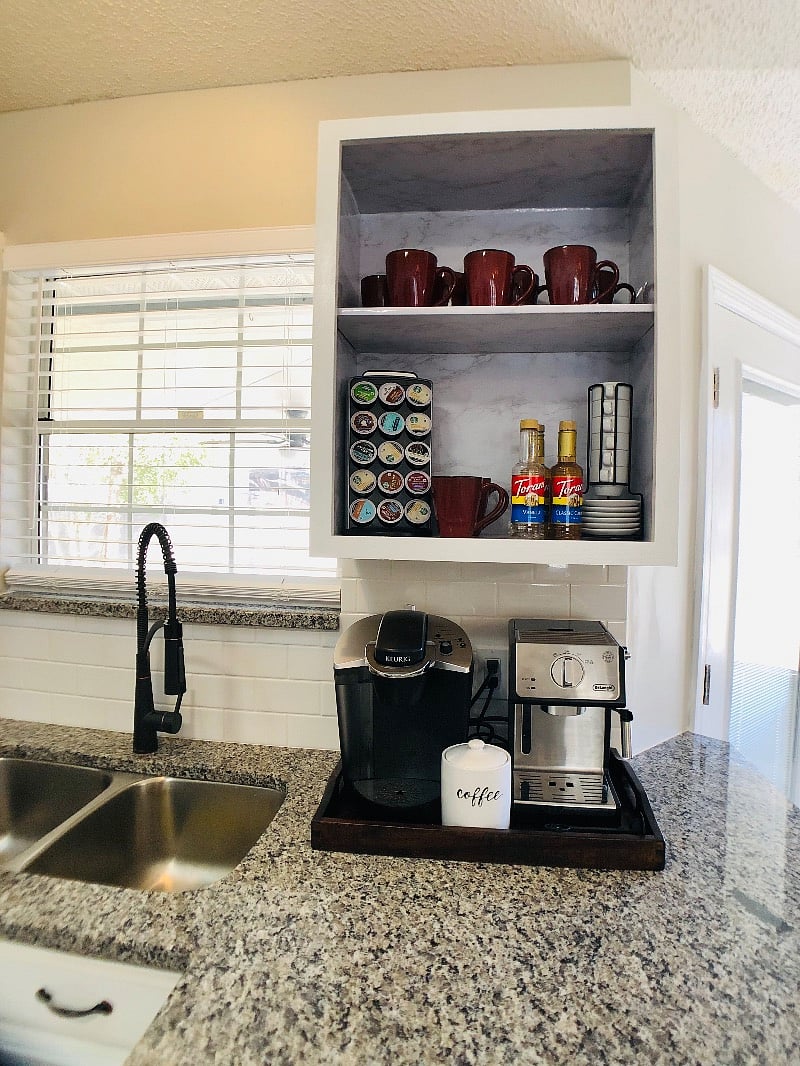 Coffee and espresso station with Keurig and essentials provided