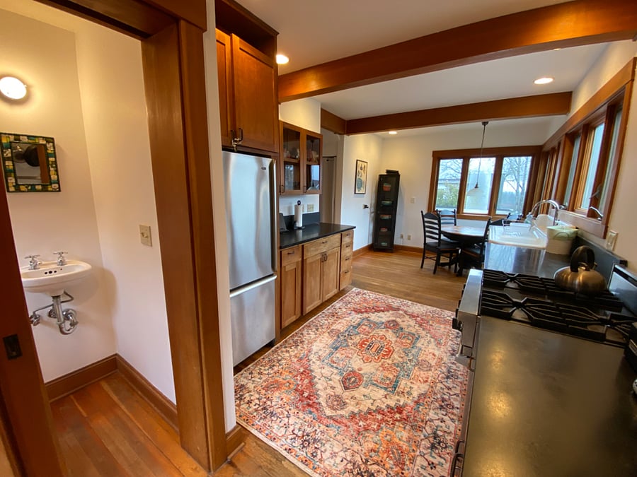 Kitchen and half bathroom