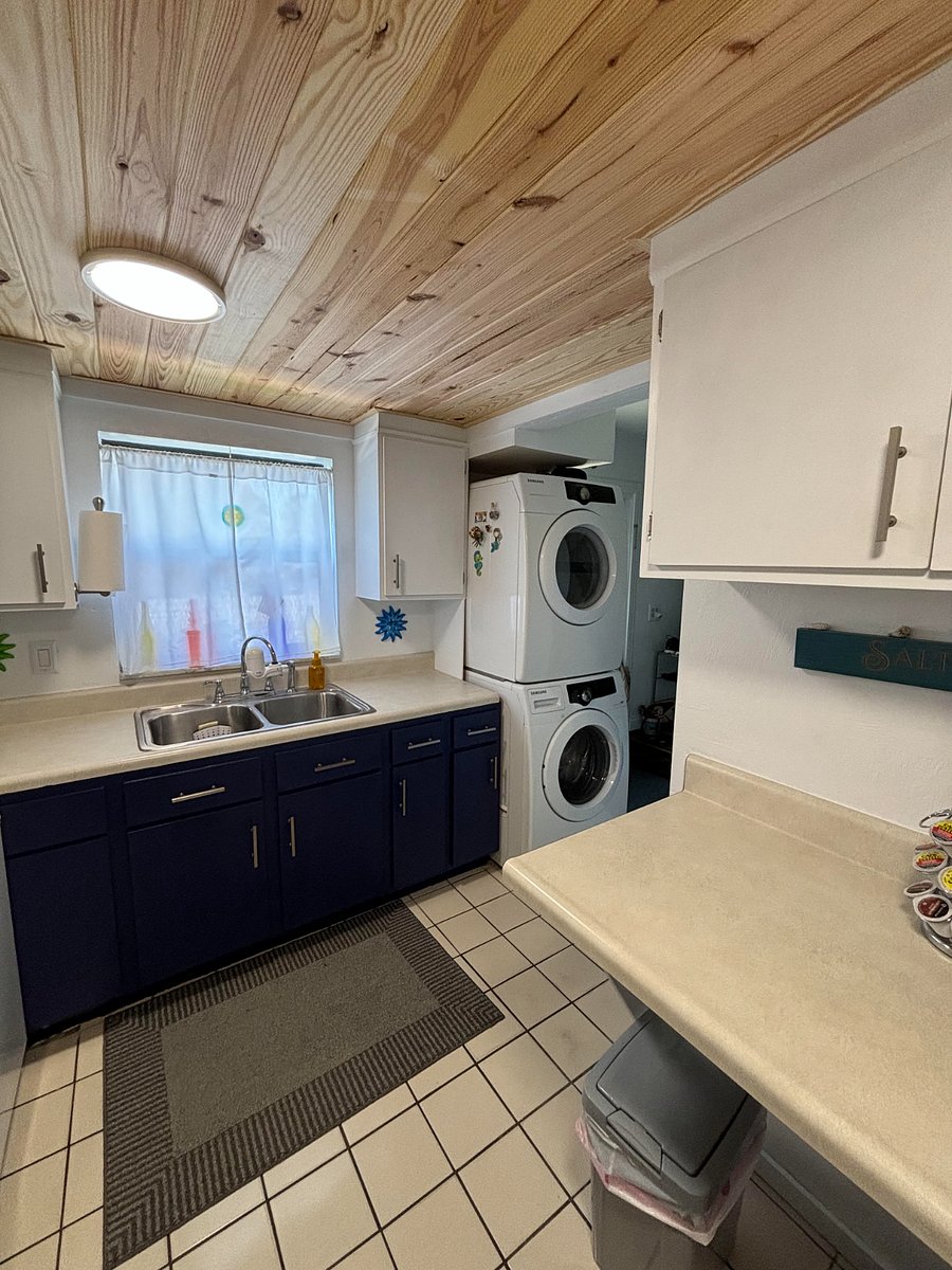 New Full size washer and dryer off Kitchen 