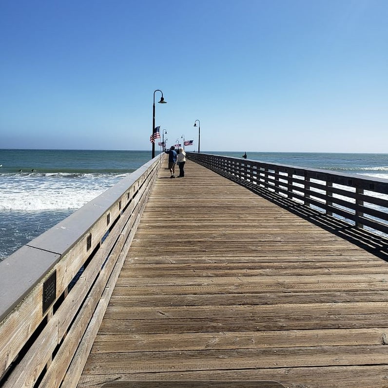 Cayucos Pier on Memorial Day. Our beaches are lovely. You can hike from the pier to Morro Rock during low tide.