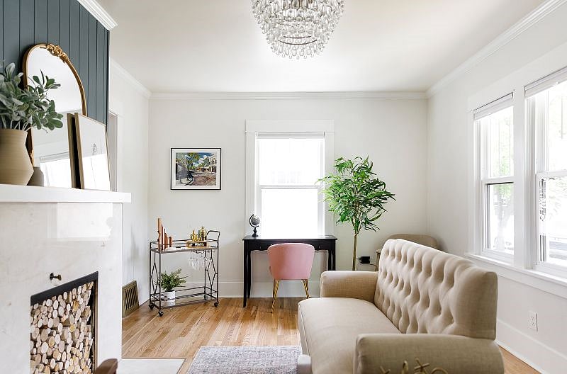 Natural light bathes the front sitting room