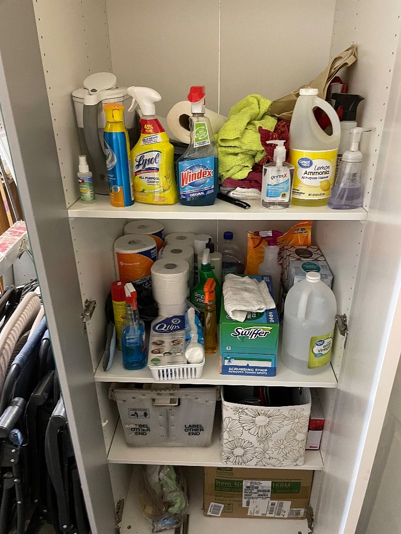 Cleaning Supplies in garage 