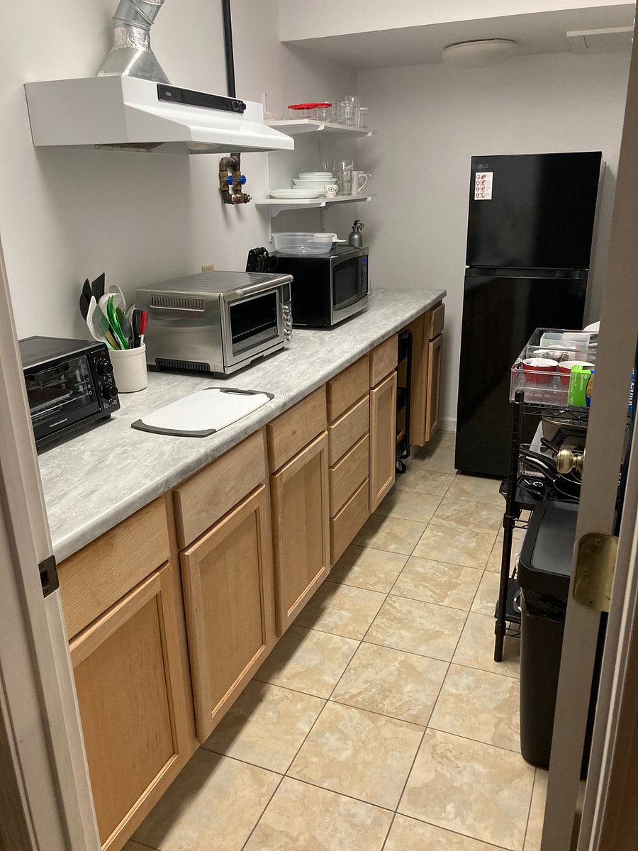 Newly renovated kitchenette with new refrigerator.