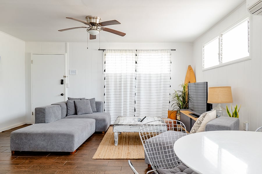 Gather around your cozy living room equipped with high powered air conditioning.