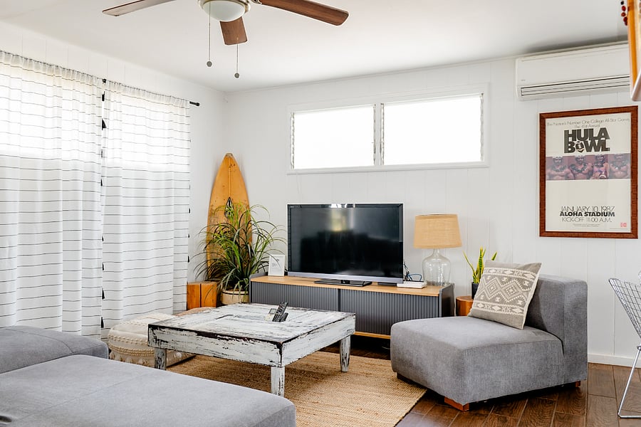 Gather around your cozy living room equipped with high powered air conditioning.