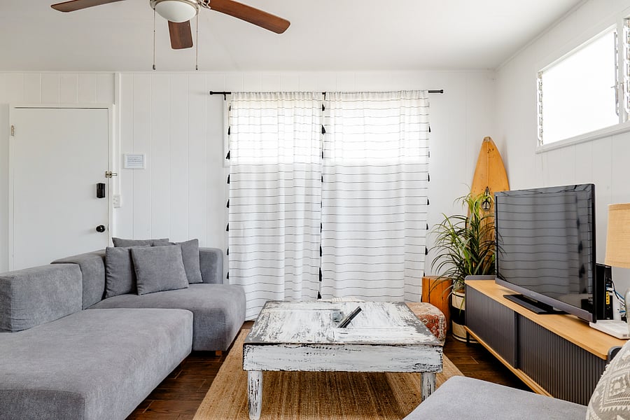 Gather around your cozy living room equipped with high powered air conditioning.