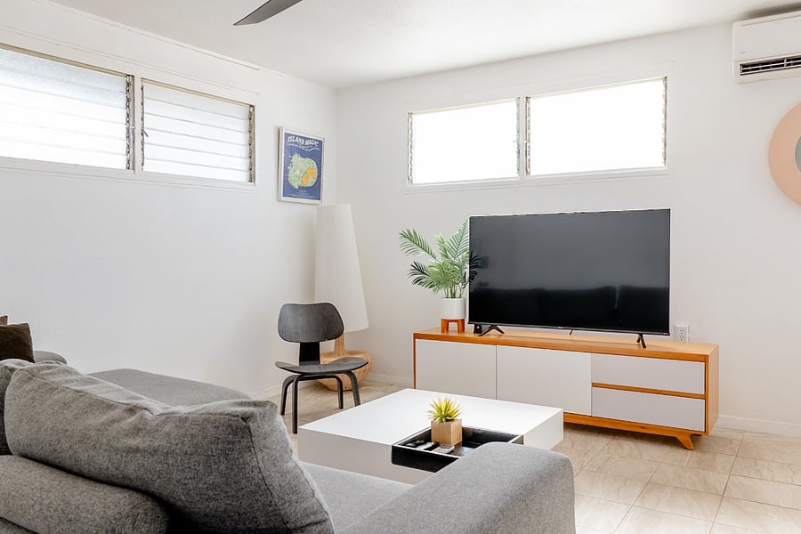 Gather around your cozy living room equipped with high powered air conditioning.