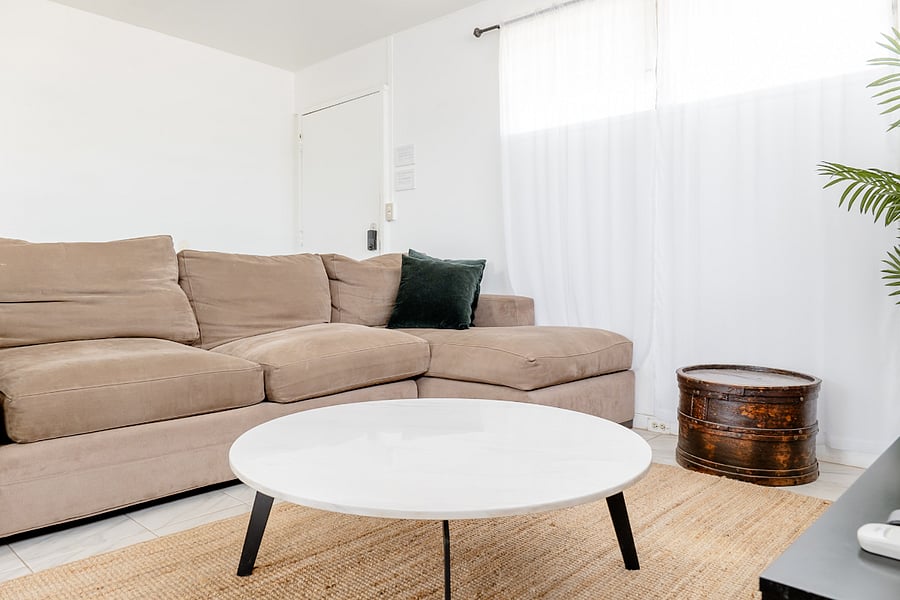Gather around your cozy living room equipped with high powered air conditioning.