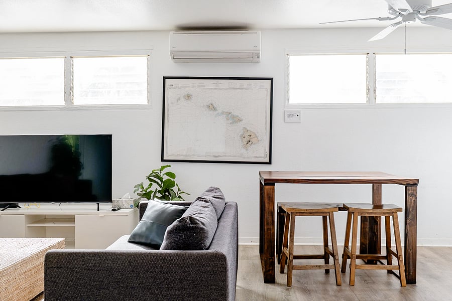 Gather around your cozy living room equipped with high powered air conditioning.