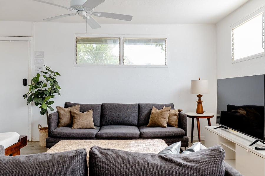 Gather around your cozy living room equipped with high powered air conditioning.