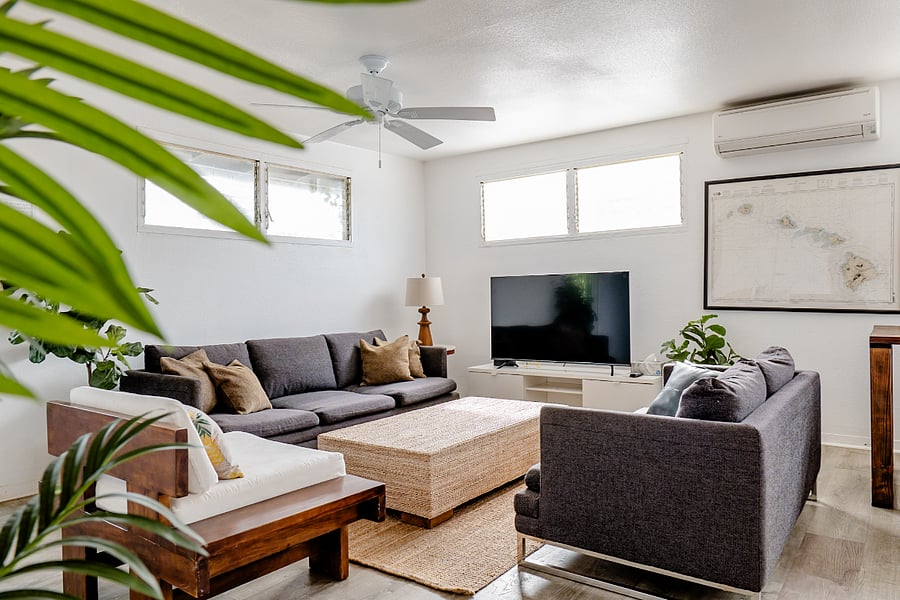 Gather around your cozy living room equipped with high powered air conditioning.