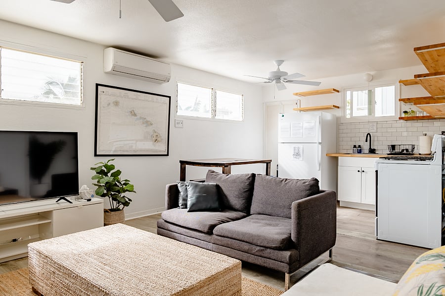 Gather around your cozy living room equipped with high powered air conditioning.