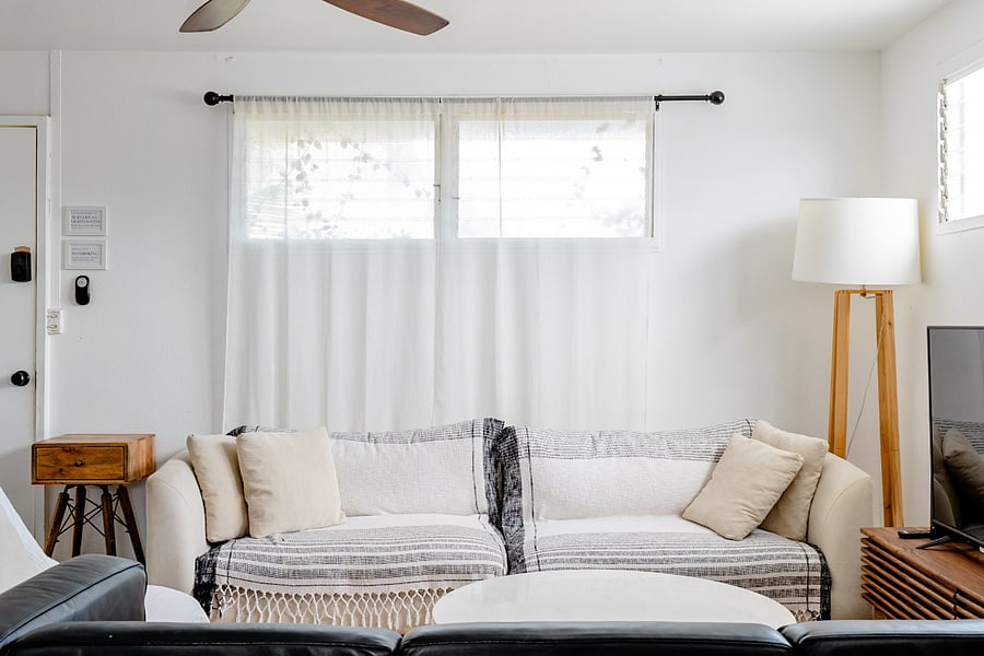 Gather around your cozy living room equipped with high powered air conditioning.