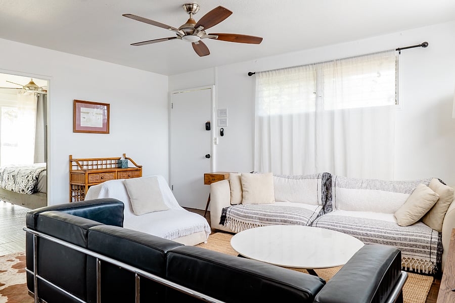 Gather around your cozy living room equipped with high powered air conditioning.