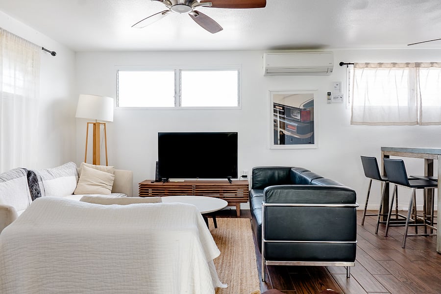 Gather around your cozy living room equipped with high powered air conditioning.