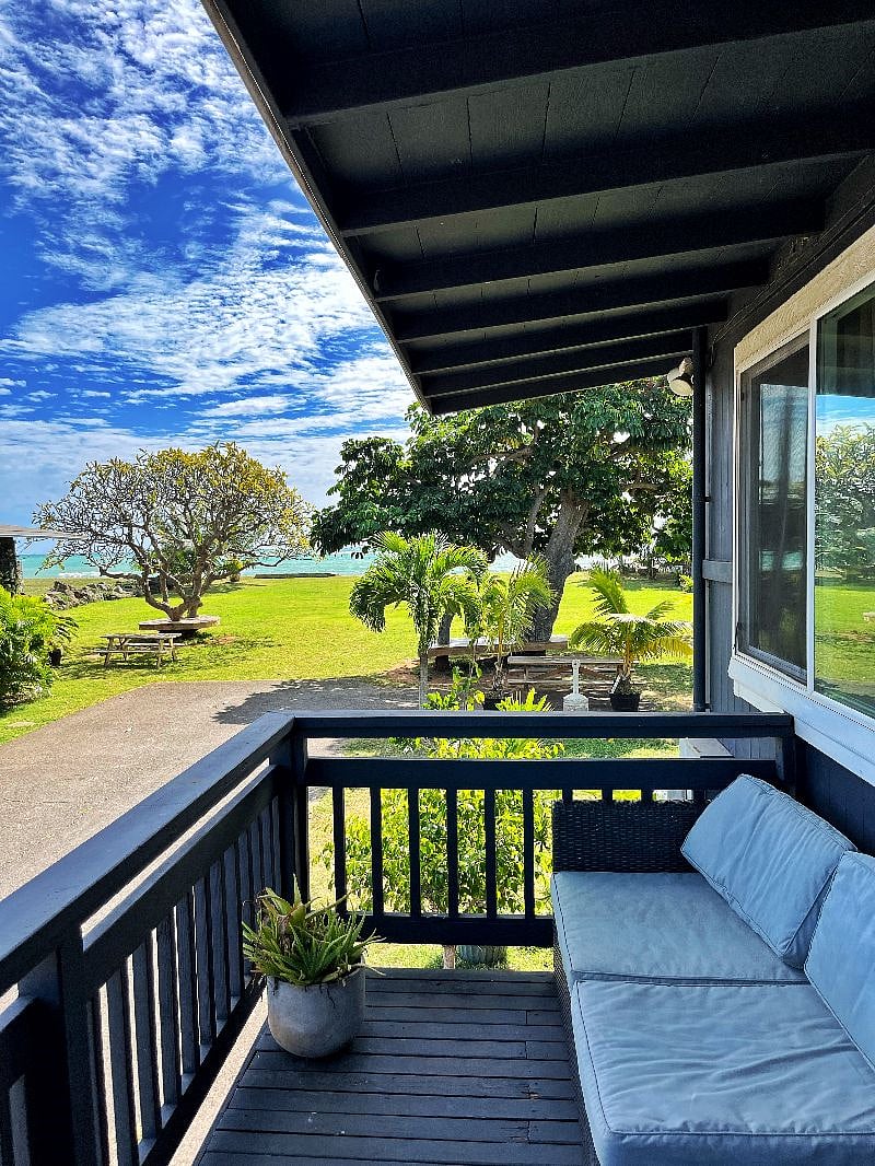 Relax with your morning cup of coffee with ocean views from the deck
