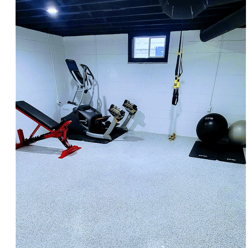 free weights & cardio area with TRX straps for a full workout:)