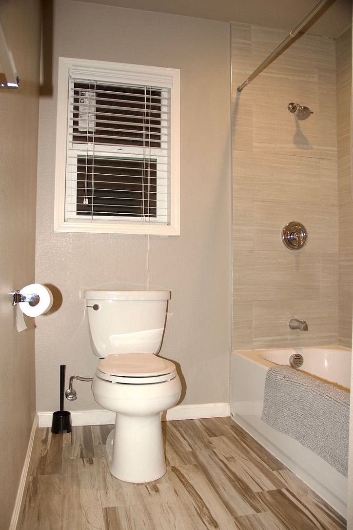 tiled floor and shower