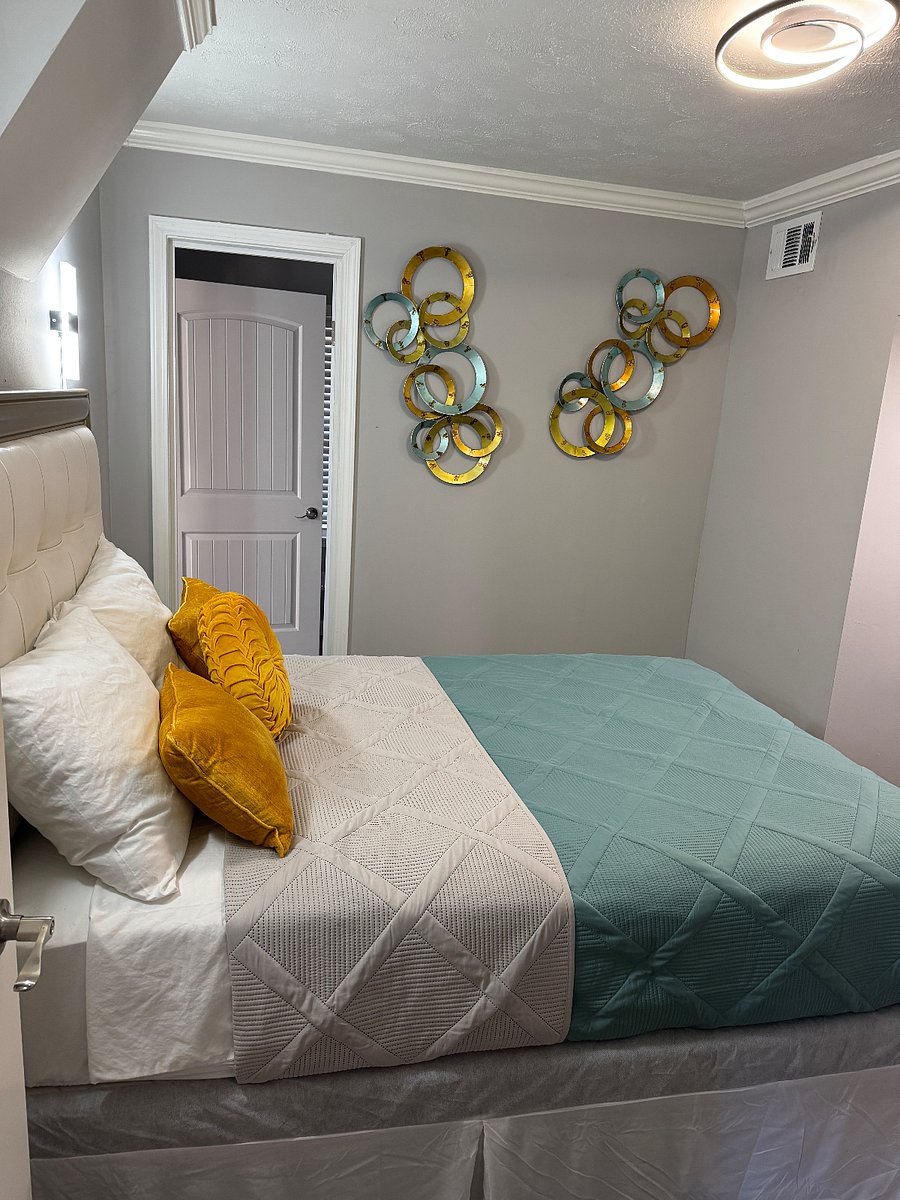 Bedroom with a little color.