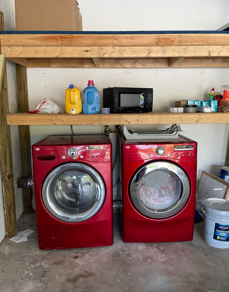 Washer and dryer inside garage