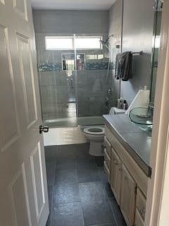 Bathroom had tub and shower with an awesome shower head. Tons of storage on several deep shelves in linen closet plus all the drawers. (The toilet is used at times for other people.)